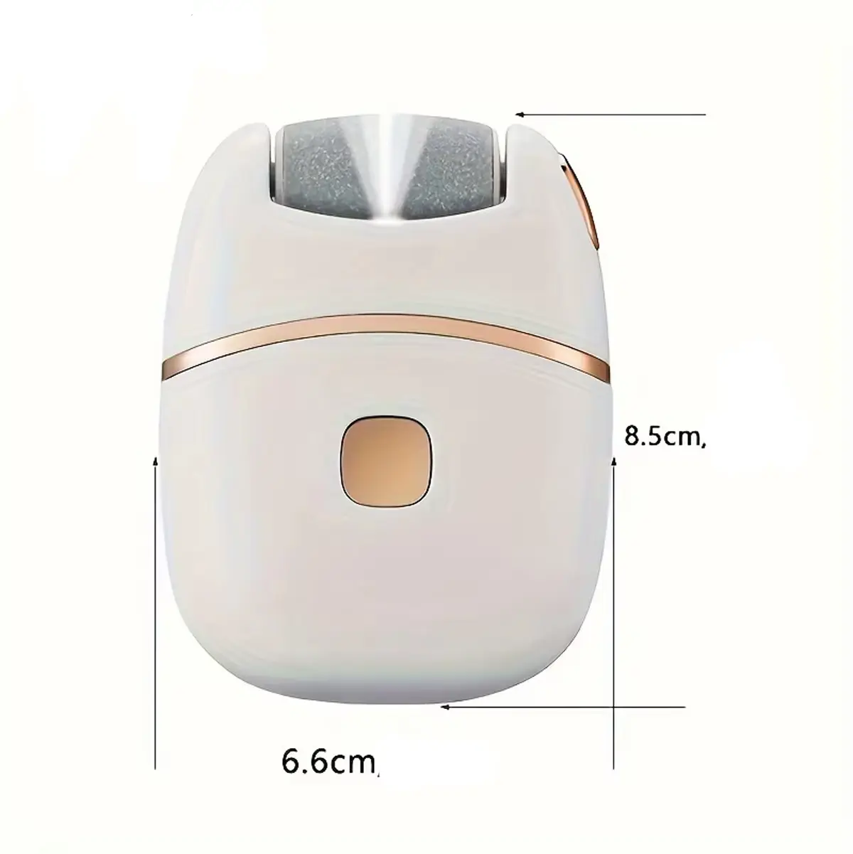 Pulidor de pies recargable blanco y dorado, ideal para eliminar callosidades y suavizar la piel.