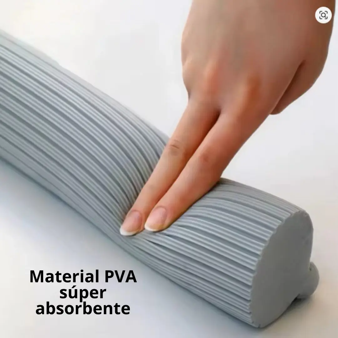Cabezal de mopa PVA gris de 27cm, con textura acanalada, ideal para limpieza y secado de pisos.