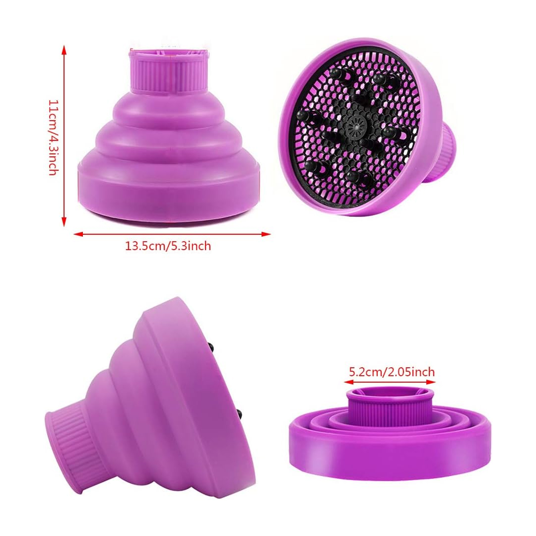 Difusor de secador de cabello Ab-1 Airflex morado, plegable, 13.5cm ancho, 11cm alto.