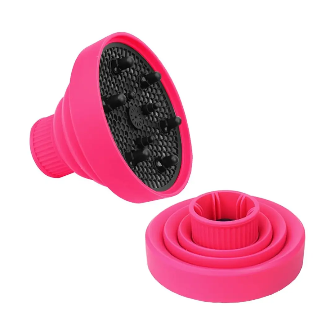 Difusor de secador de pelo Ab-1 Airflex rosa plegable de silicona, accesorio para cabello rizado.