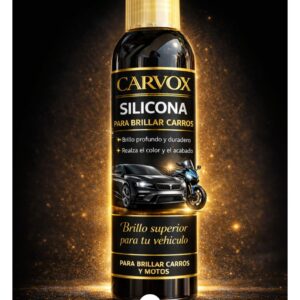 Silicona premium Carbox para dar brillo a carros y motos, con de vehículo deportivo.