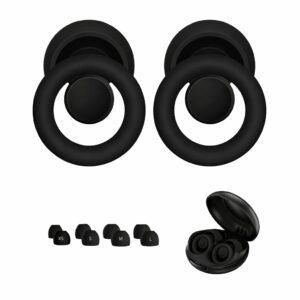 Tapa oídos antiruido Earplugs Ultra negros, varios tamaños, en estuche.