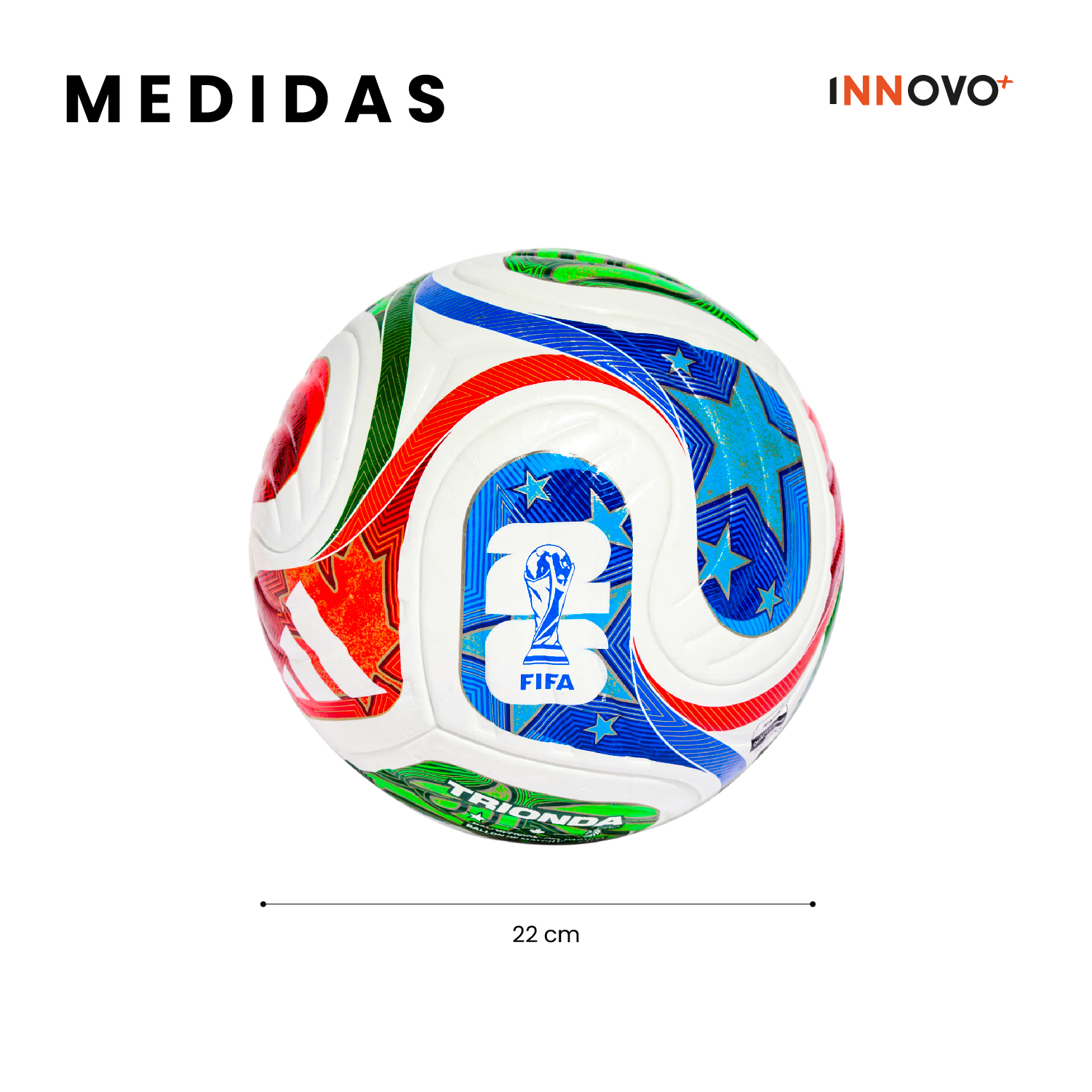 Balón de fútbol Trionda edición especial con diseño FIFA y medidas de 22 cm.