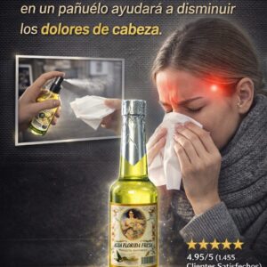 Agua Florida Fresh en botella verde brillante, ayuda a aliviar dolores de cabeza por resfriados.