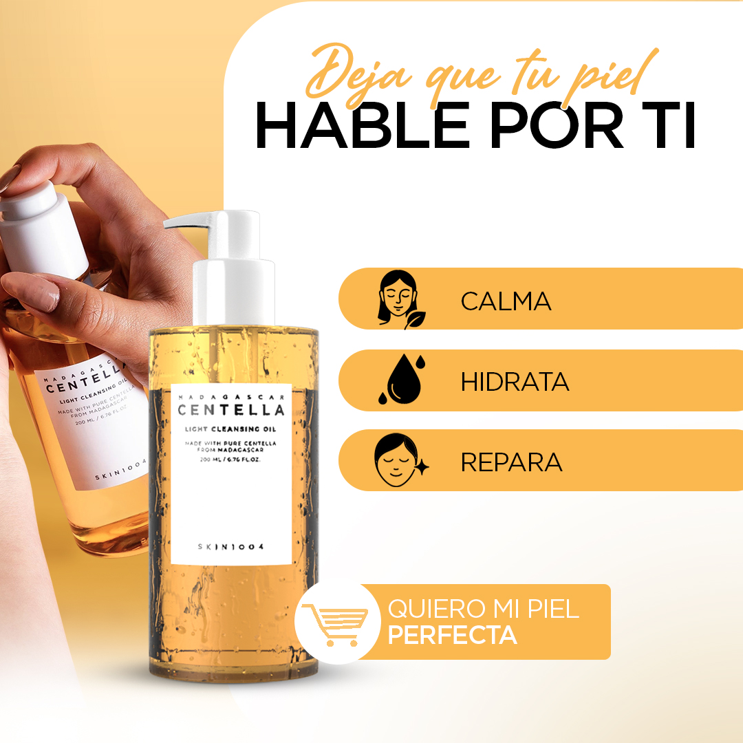 Serum Madagascar Centella light cleansing oil para calmar, hidratar y reparar la piel.