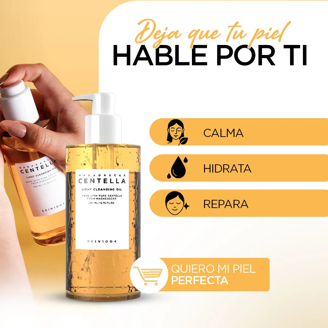 Serum Madagascar Centella light cleansing oil para calmar, hidratar y reparar la piel.