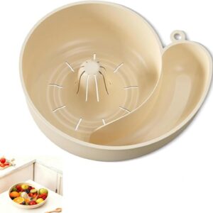 Lavador y escurridor de frutas caracol color beige, con compartimentos para limpiar y servir.