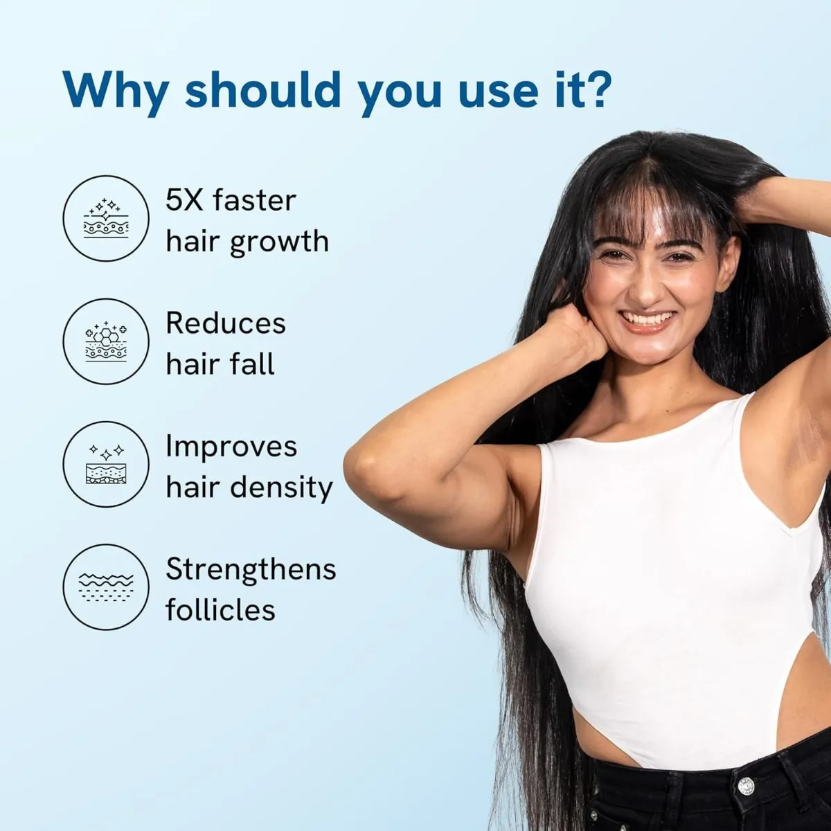 Serum capilar Body Wise Roll On: crecimiento 5X más rápido, reduce caída, mejora densidad y fortalece folículos.