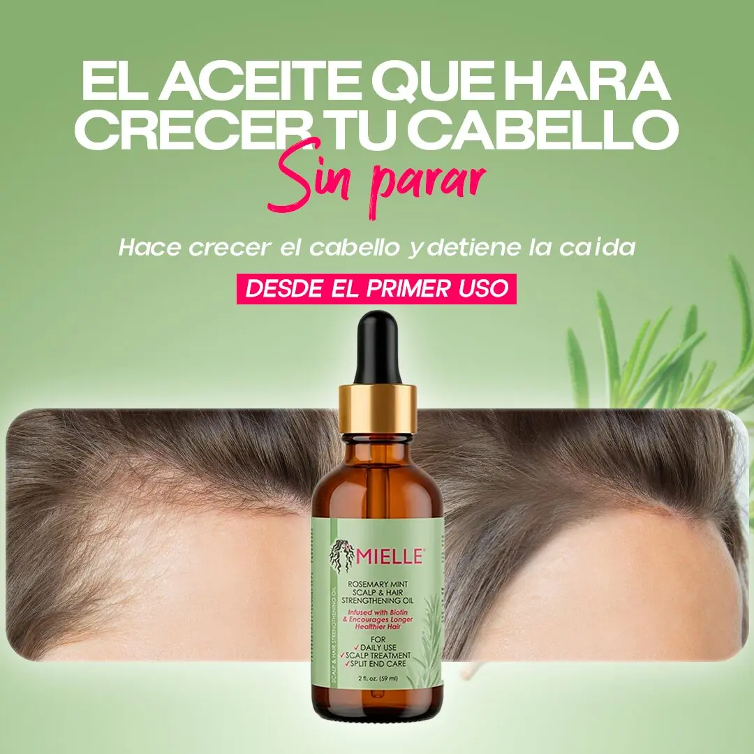 Aceite fortalecedor Mielle Rosemary Mint para crecimiento capilar, detiene la caída, 2 oz.