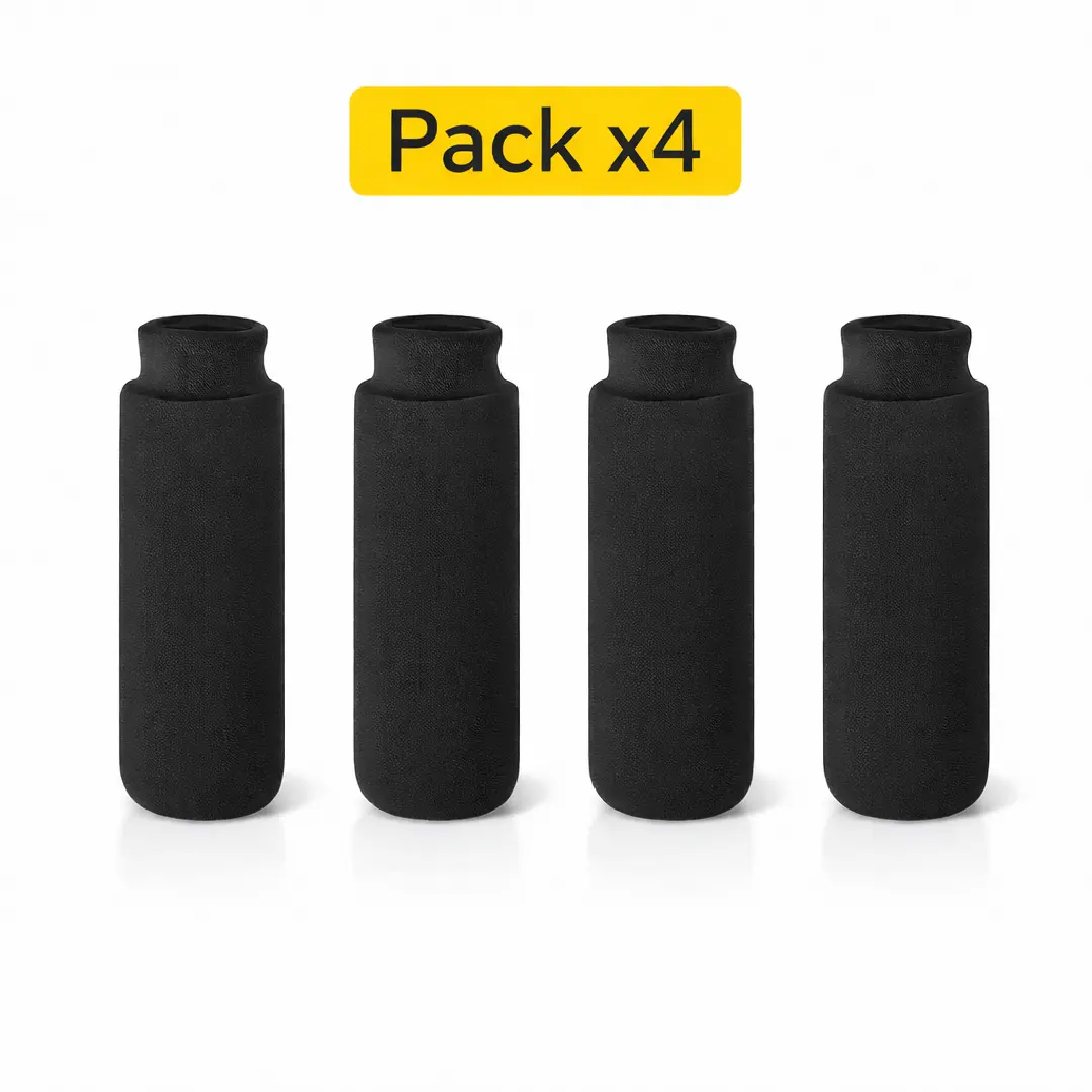 Pack x4 mangas de gel negras para aliviar dolor e inflamación de dedos.