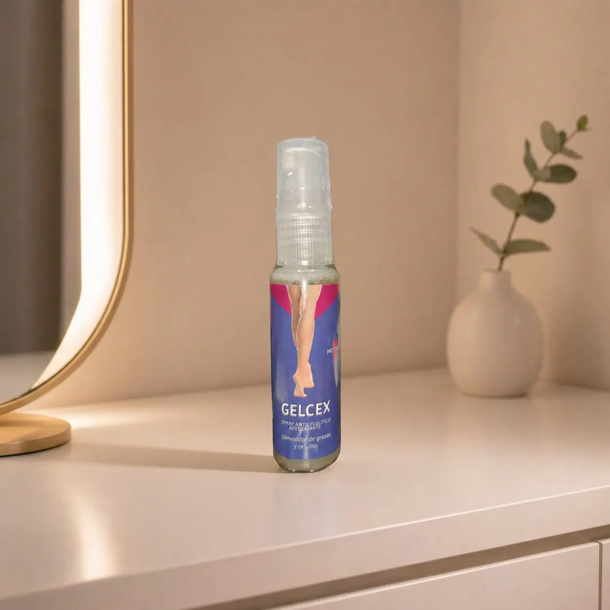 Spray GelCex para piernas, elimina grasa y celulitis, presentación pequeña.