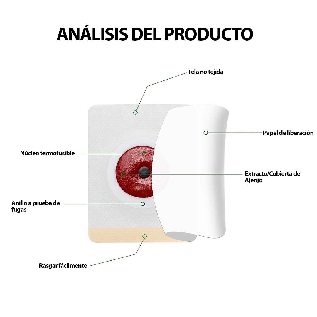 Parche adelgazante transdérmico con núcleo termofusible, anillo a prueba de fugas y extracto de ajenjo.