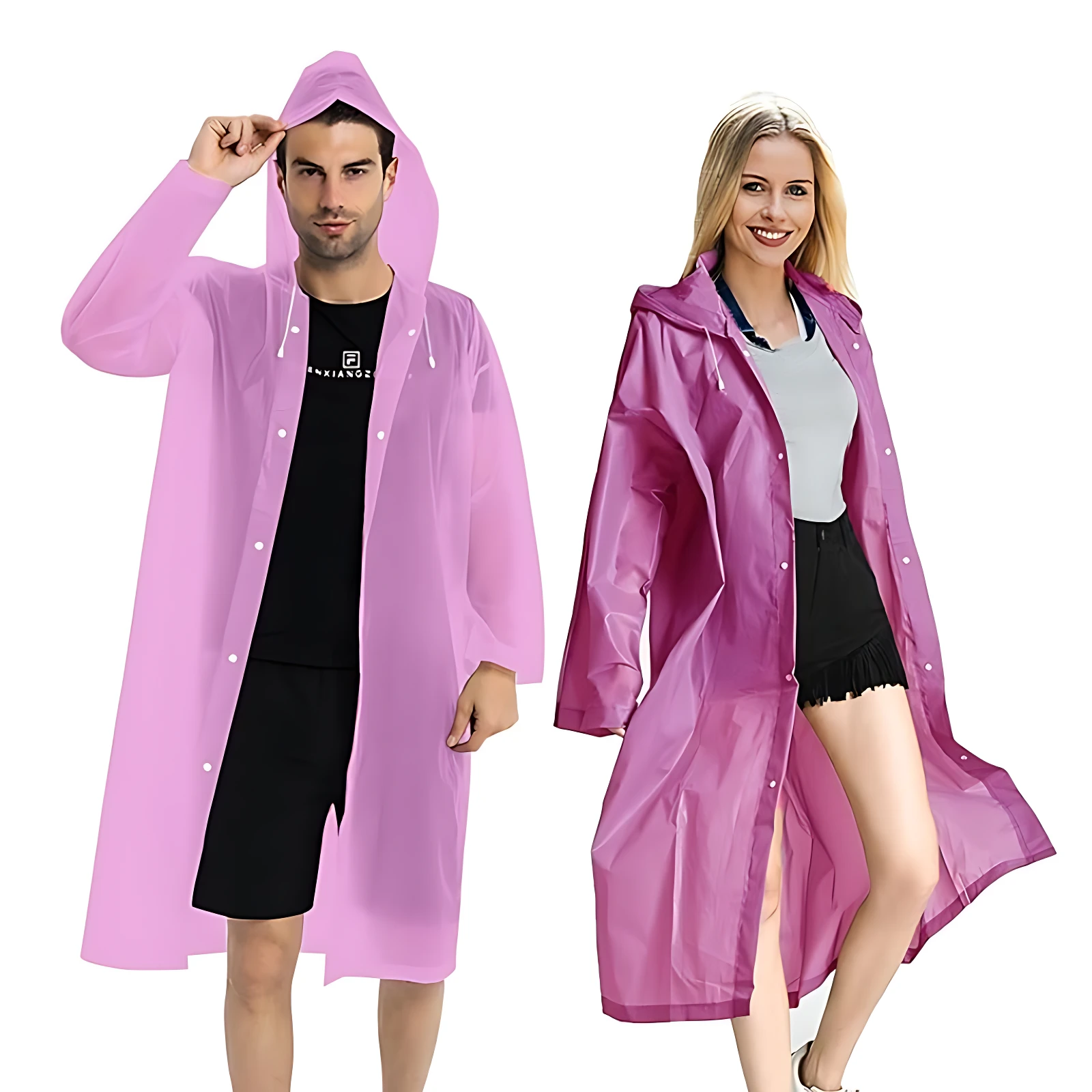 Set x2 capas impermeables EVA adulto, rosa y fucsia, para lluvia.