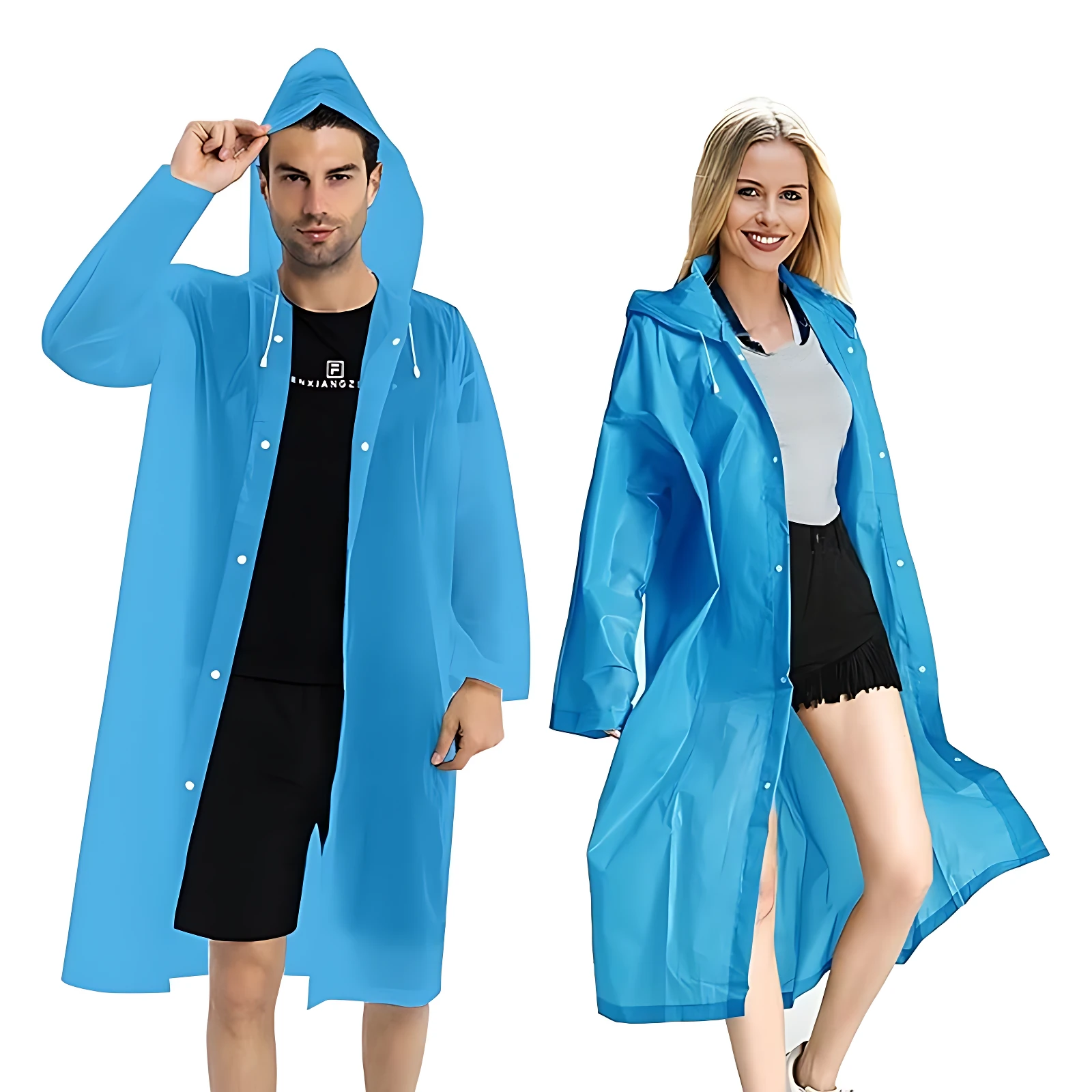 Set x2 capas impermeables azules para adulto, hombre y mujer, material EVA, ideales para lluvia.