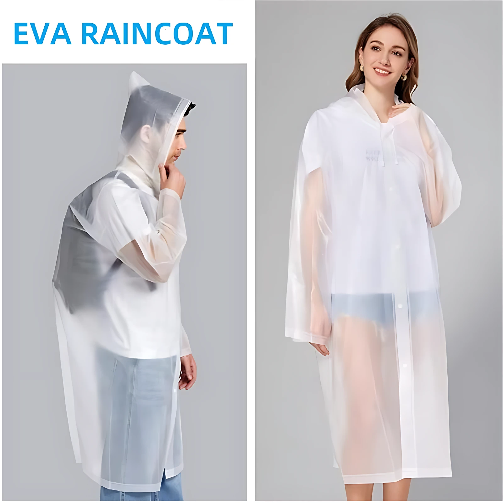 Capas impermeables transparentes EVA para adulto, hombre y mujer, ideales para lluvia.