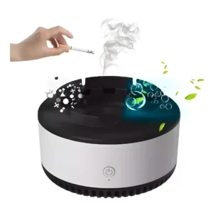 Cenicero purificador portátil USB que filtra humo y olor a tabaco, diseñado para cigarrillos.