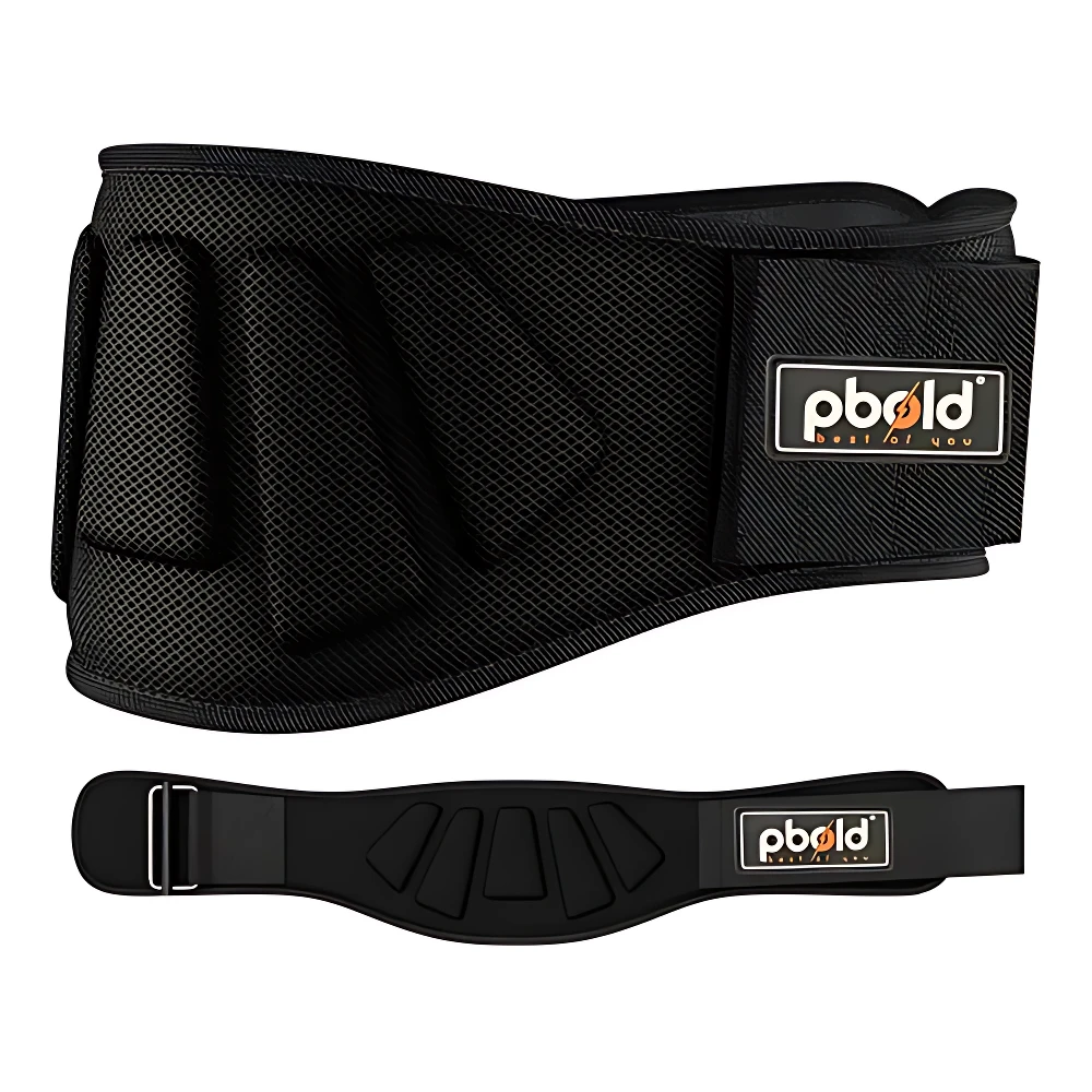 Cinturón de levantamiento de pesas negro, talla S, con soporte lumbar acolchado y logo "pbold".