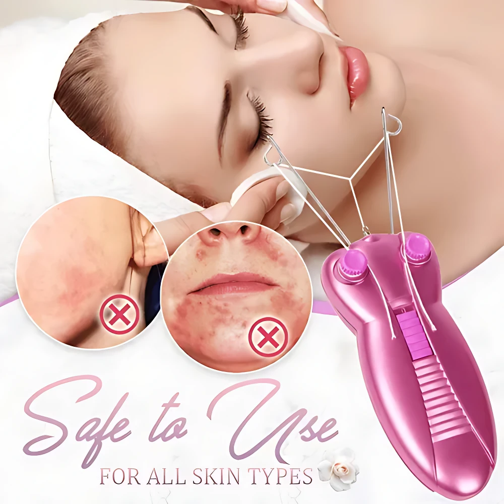 Depilador facial eléctrico Kemei rosa con discos giratorios, ideal para todo tipo de piel, elimina vello de raíz.