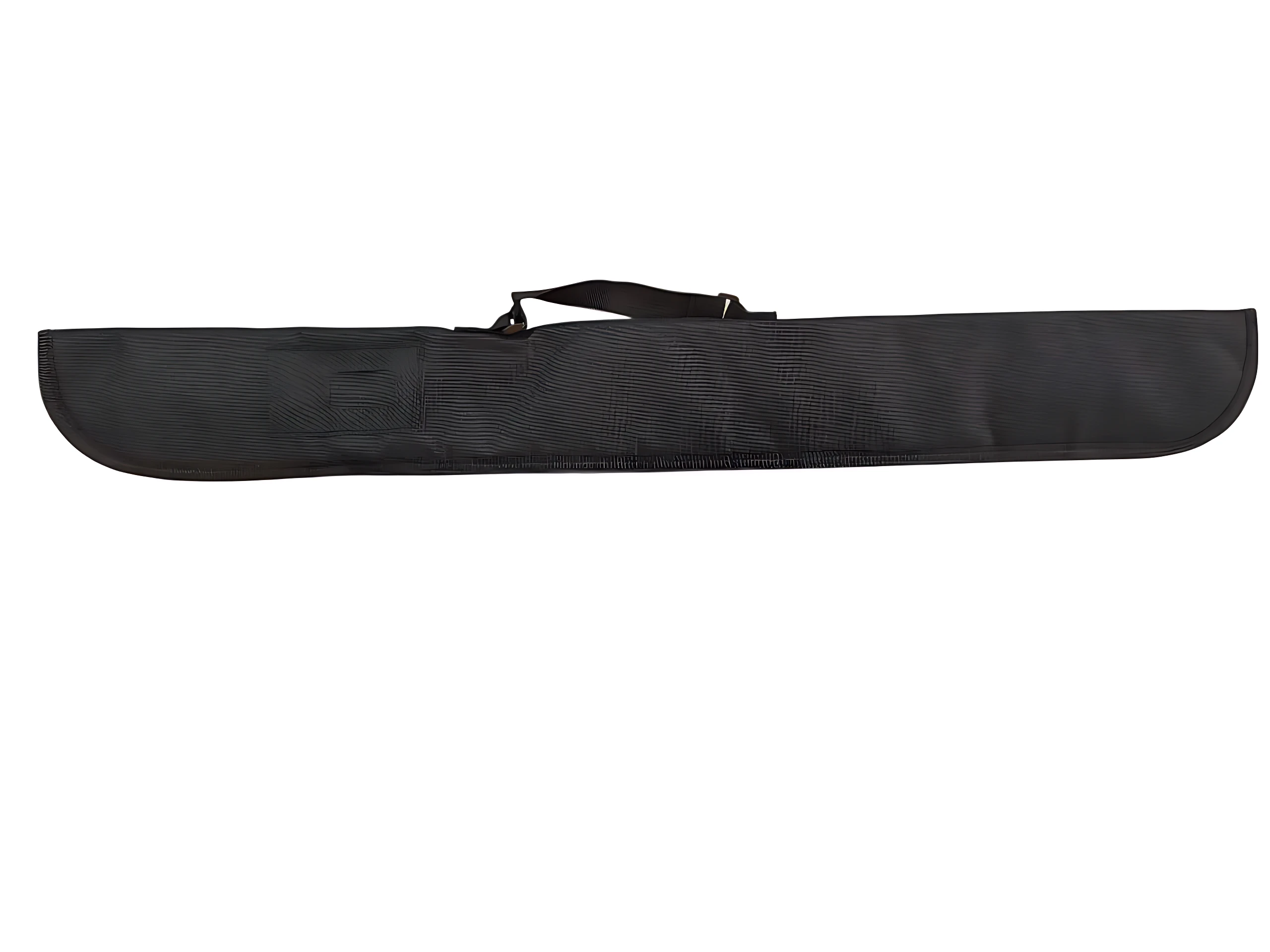 Estuche semirrígido negro para taco de billar de 2 piezas, con textura acanalada y asa de transporte.