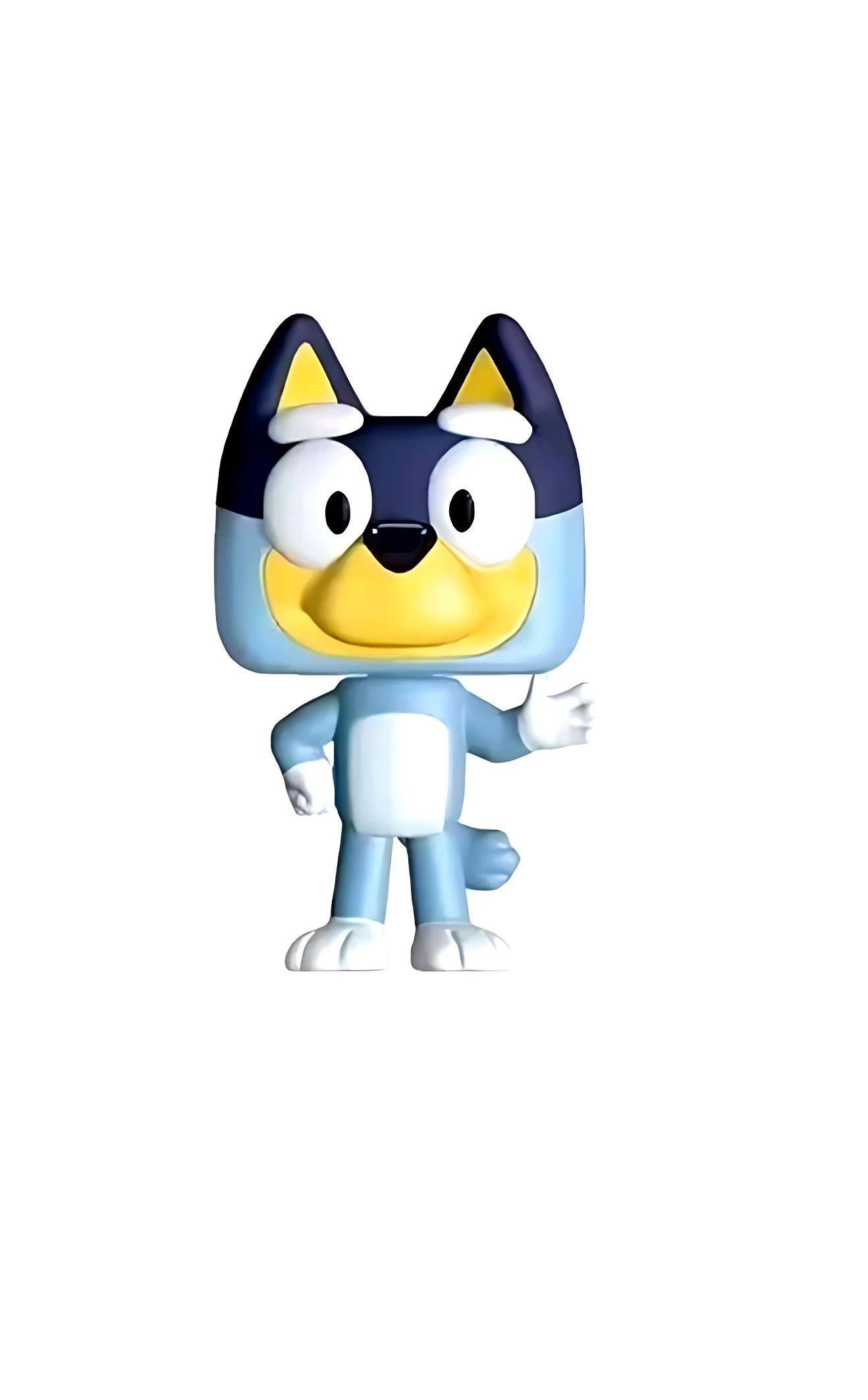 Figura decorativa Funko Pop de Bluey, personaje de serie infantil, color azul y amarillo.