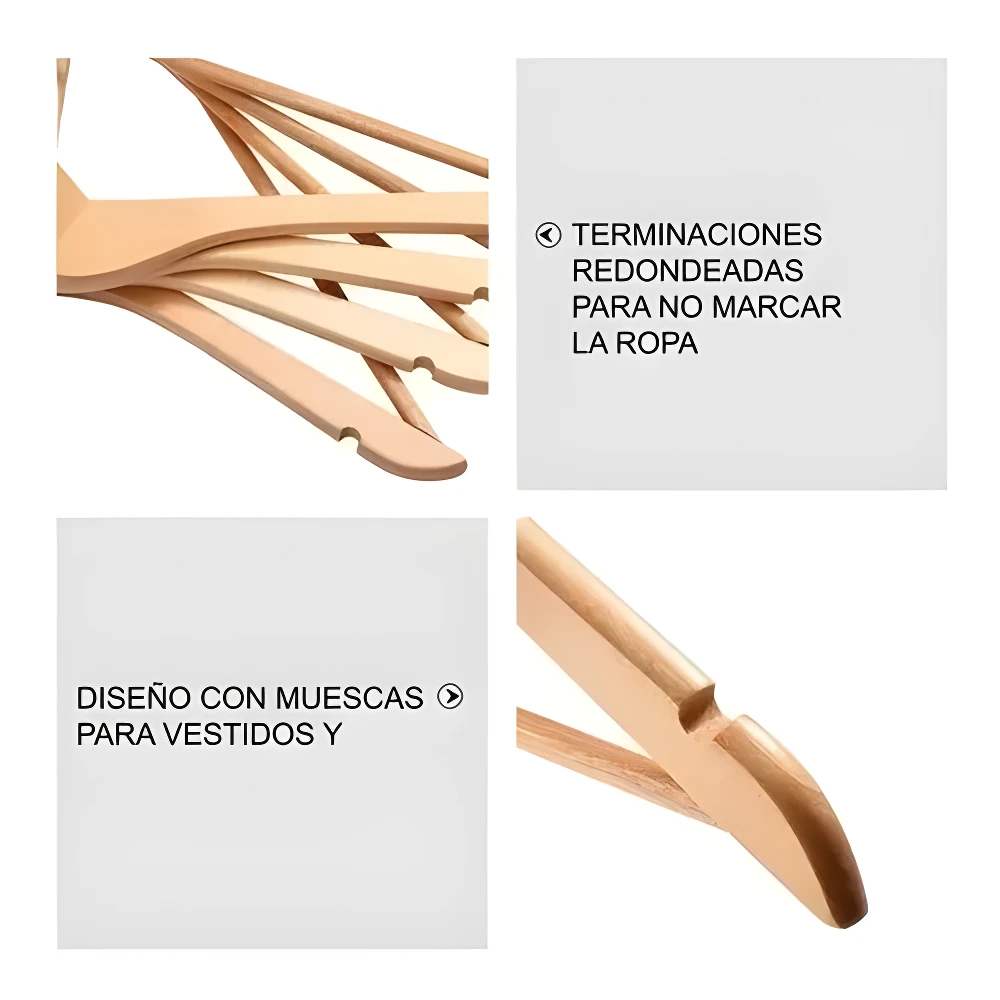 Set x2 Gancho de Madera Ropa Pantalon Camisas - Imagen 5