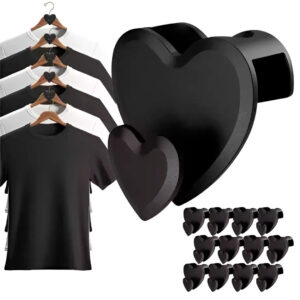 Set x12 Ganchos Conectores para Colgar Ropa en Diseño de Corazón Negro