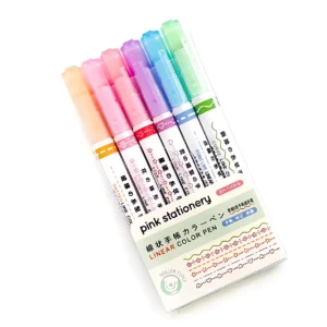 Set x6 rotuladores de colores pastel, ideal para decorar y linealizar, con detalles de puntos, estrellas y corazones.