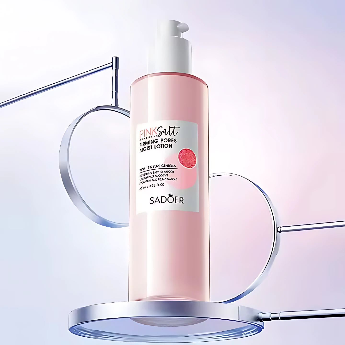Loción facial Sadoer Pink Salt, 100ml, para piel radiante e hidratada, con Centella Asiática.