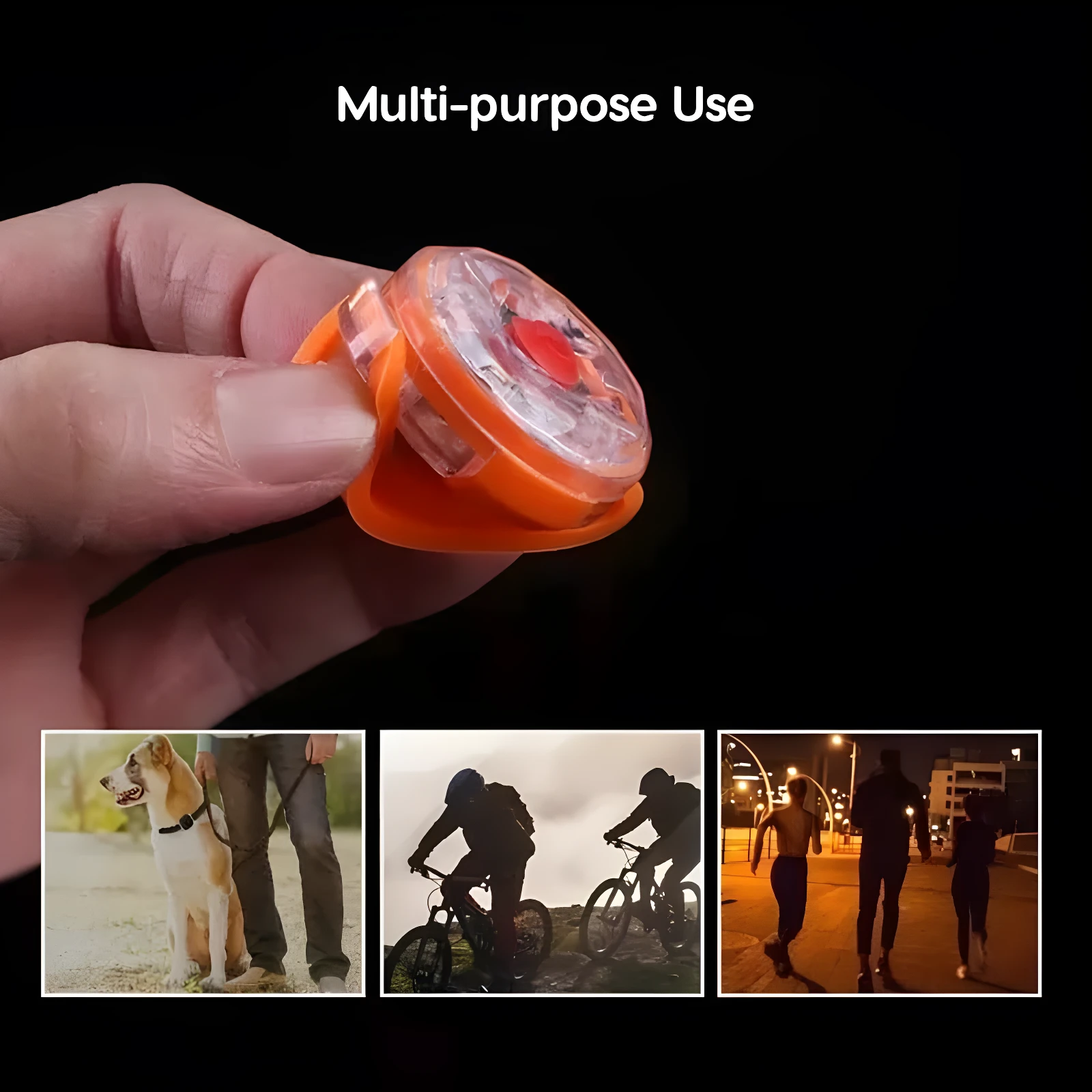 Llavero LED naranja, multiusos para correr, ciclismo y mascotas.