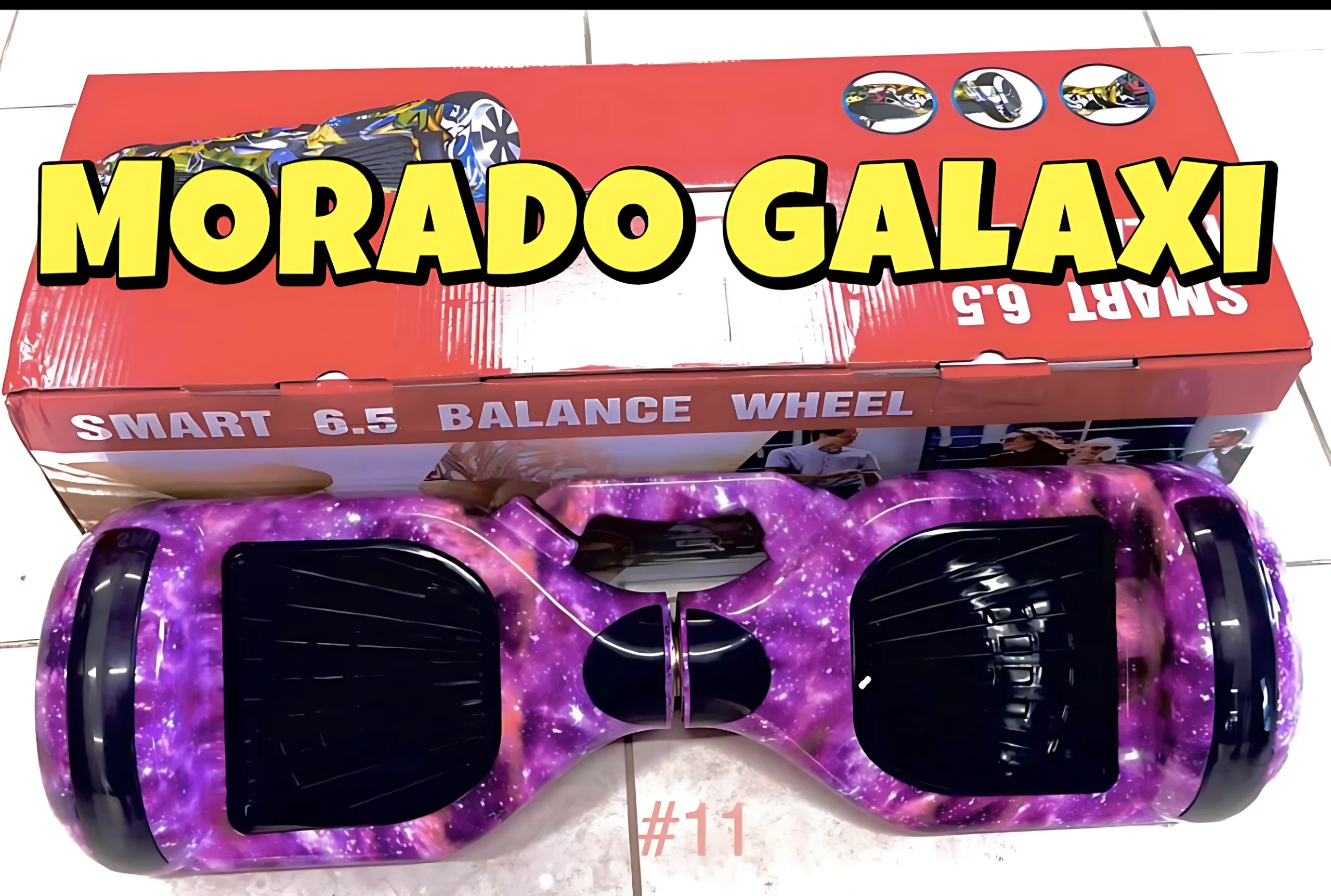Patineta eléctrica autoequilibrada Morado Galaxi 6.5 pulgadas con luces LED para niños.