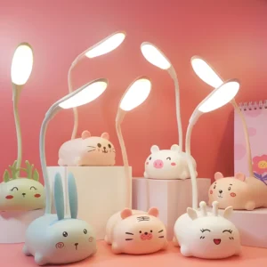 Mini lámparas LED recargables USB kawaii con forma de animales: conejos, cerditos y otros.