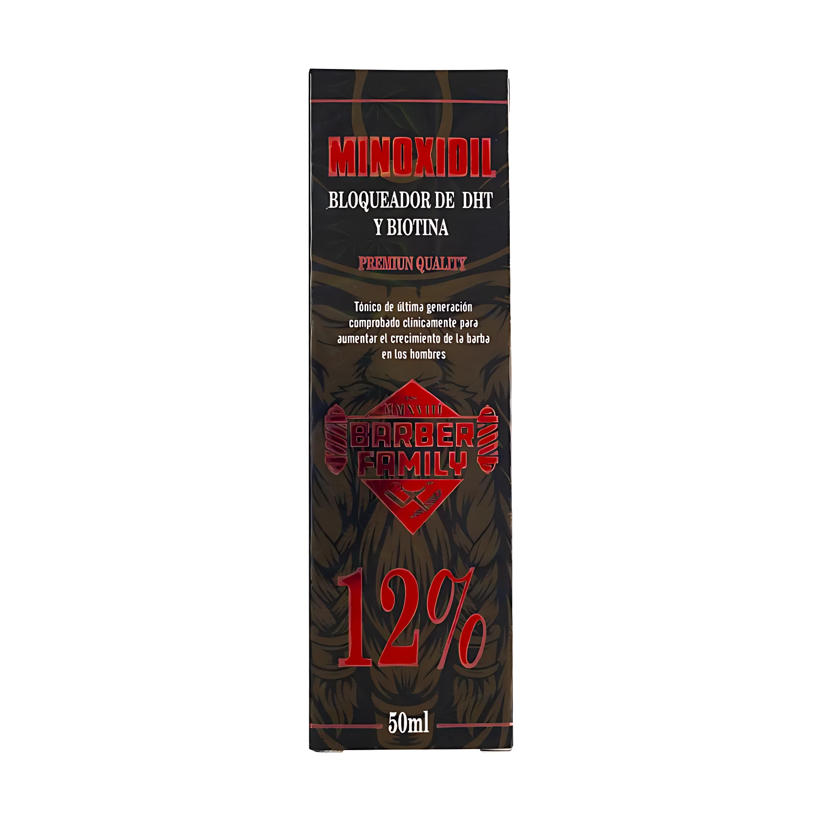 Tónico Minoxidil Barber Family 12% para crecimiento de barba, 50ml, bloqueador DHT y biotina.