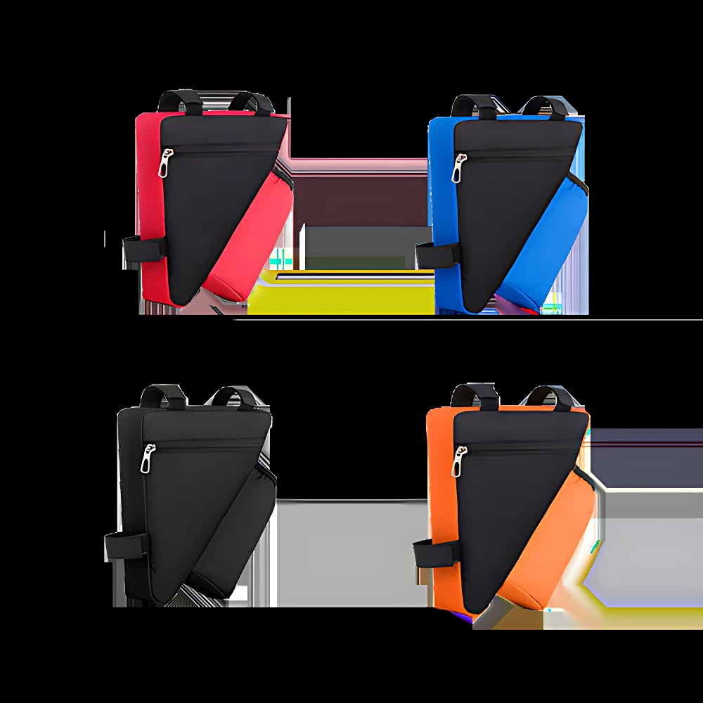 Set x2 mochilas impermeables para cuadro de bicicleta, rojo, azul, negro y naranja.