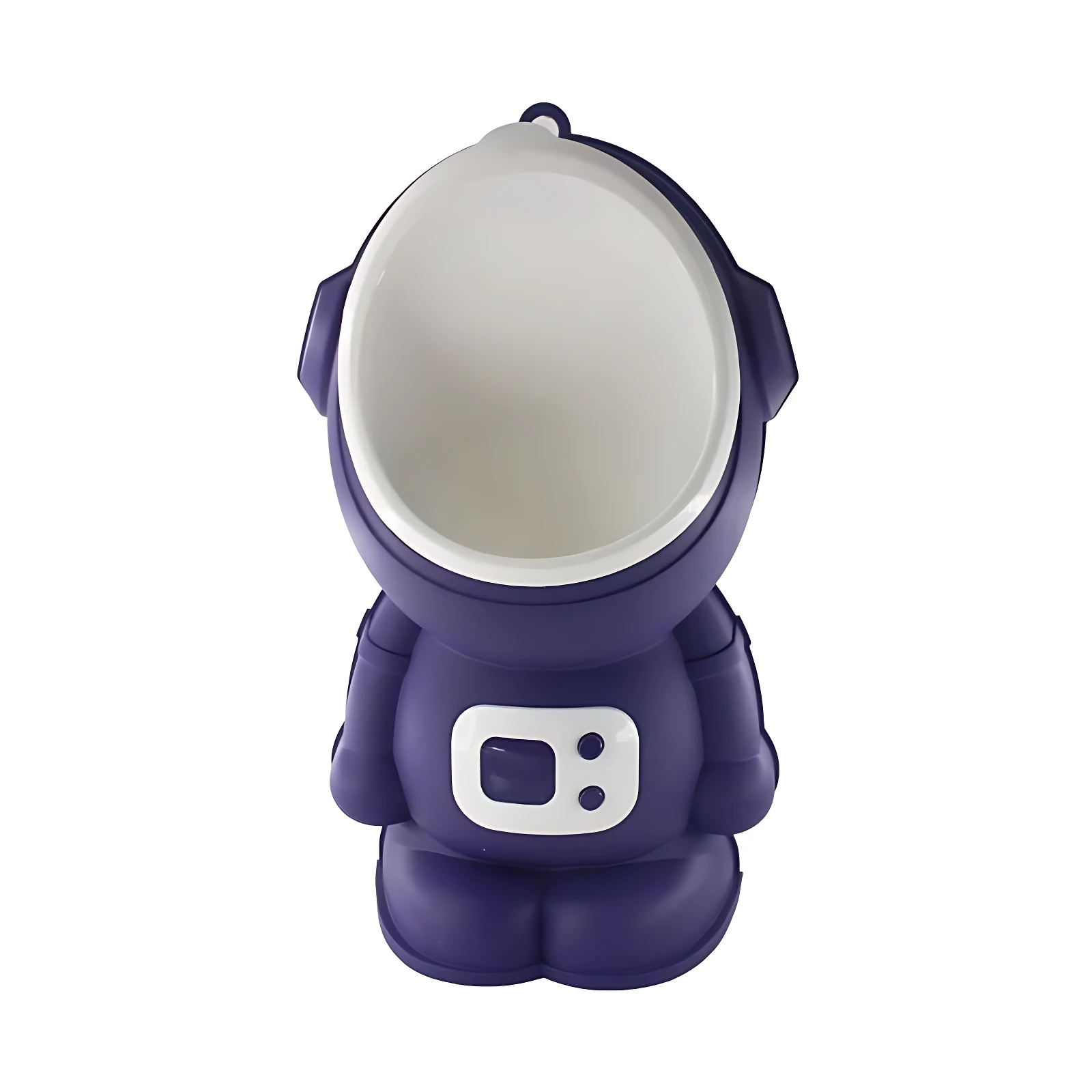 Orinal infantil morado diseño astronauta con panel frontal blanco, ideal para entrenamiento.