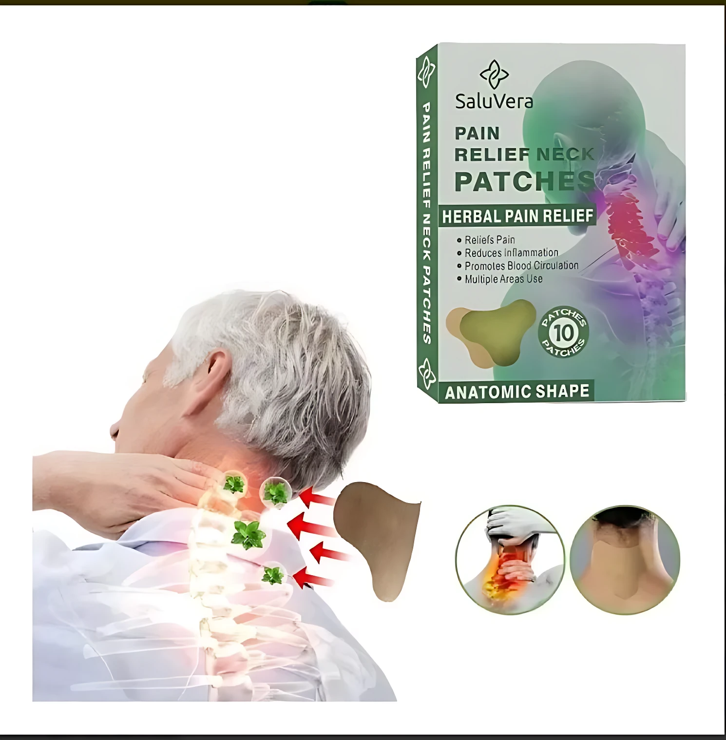 Set x2 parches cervicales Vértebra para aliviar dolor de cuello y relajar.