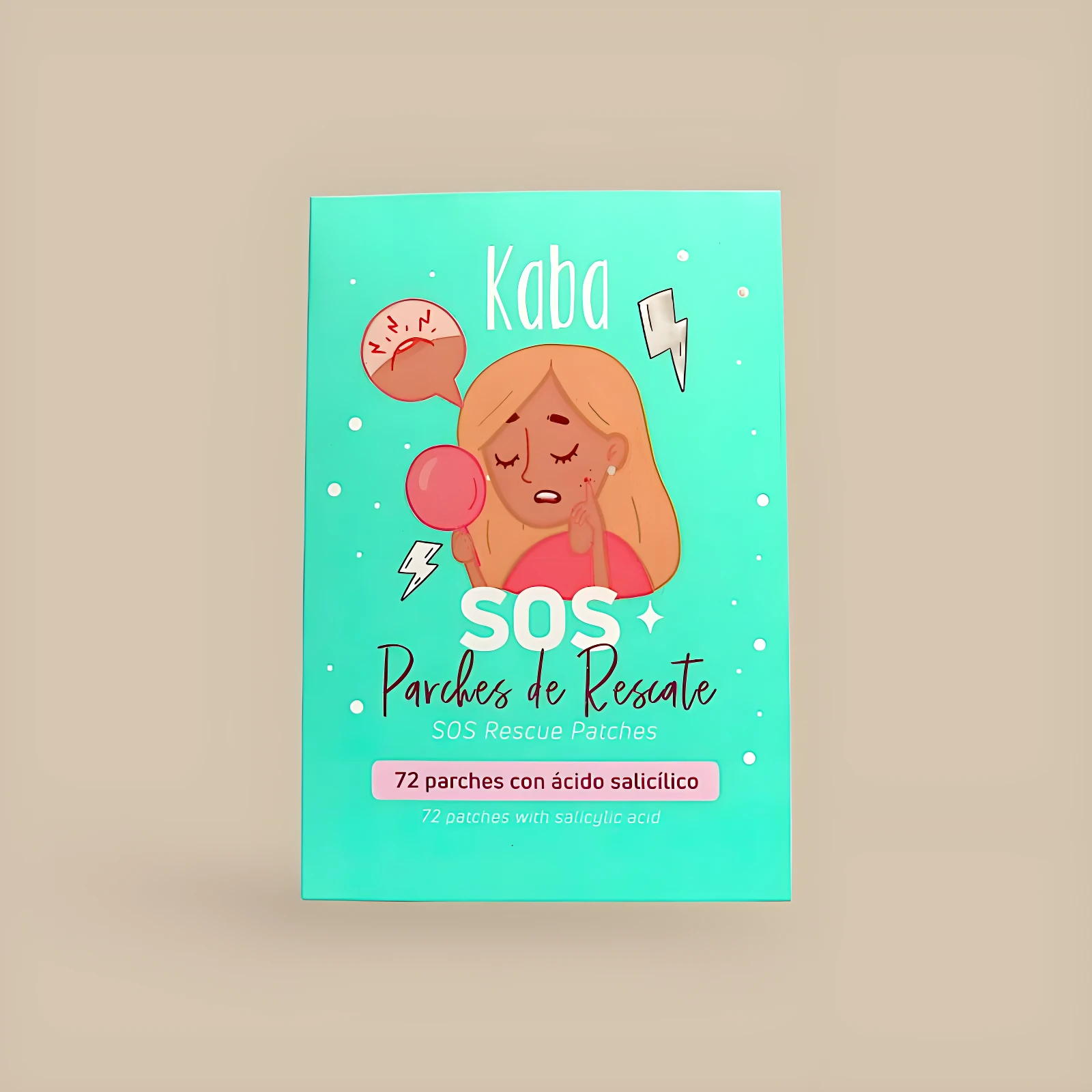 Parches de rescate SOS Kaba, 72 unidades con ácido salicílico, presentación para el acné.