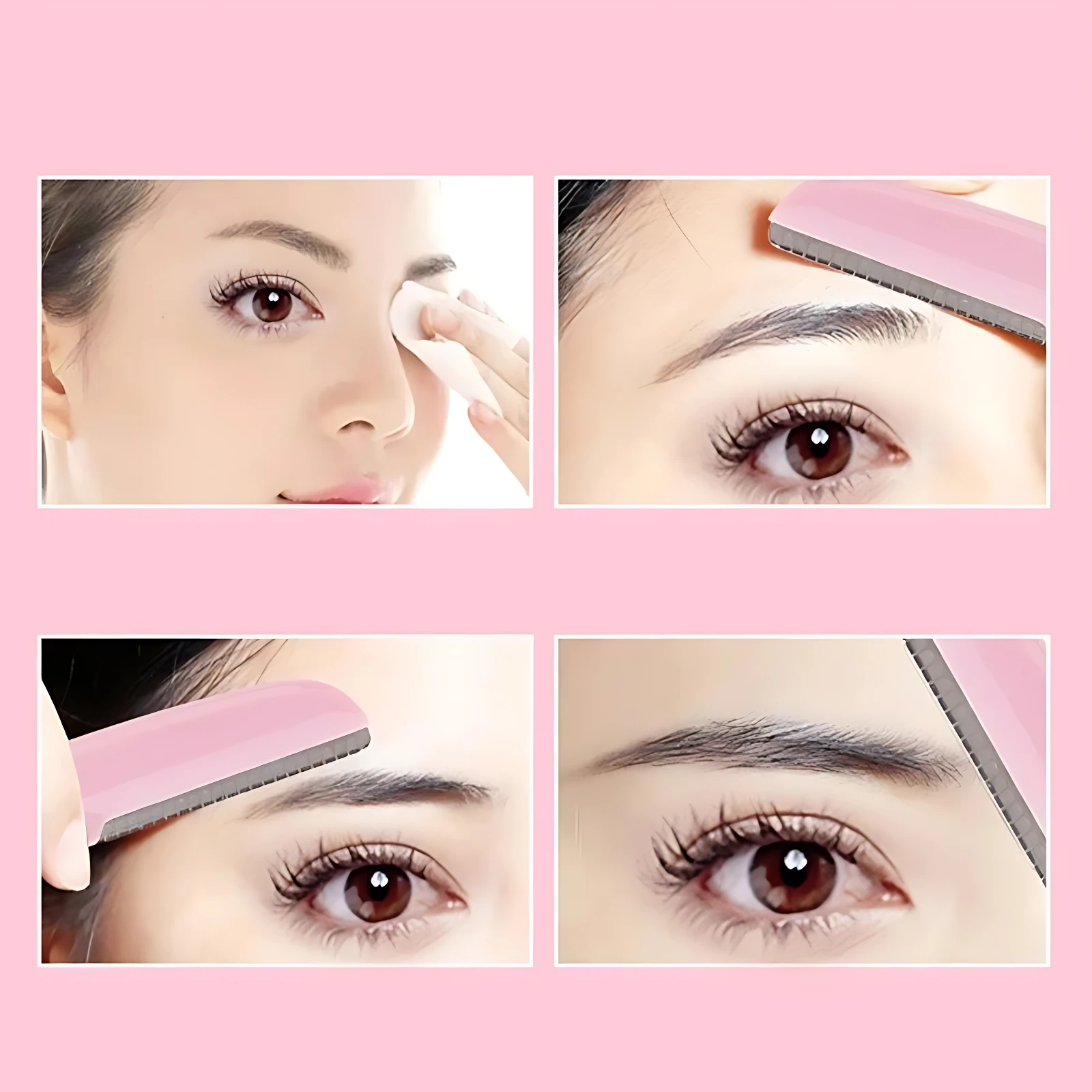 Perfiles de cejas rosa para un arreglo fácil. Incluye 3 unidades con diseño de conejo.
