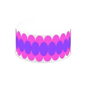 Perforadora de bordes para pastillaje con diseño de círculos entrelazados en fucsia y morado.