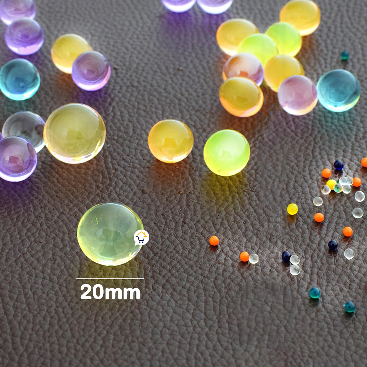 Perlas hidrogel coloridas para decoración, tamaño 20mm, 20.000 unidades.