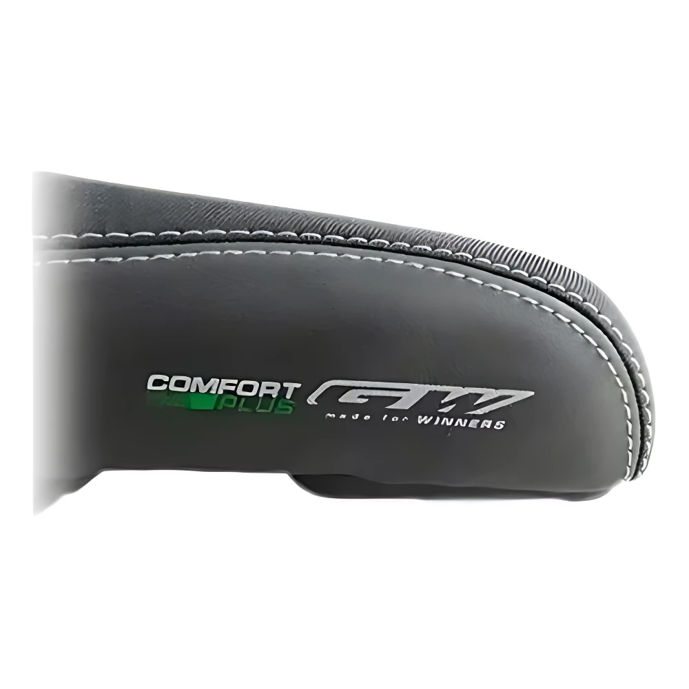 Sillín de bicicleta GW Comfort Plus antiprostatico, negro con costuras blancas, diseño para ganadores.