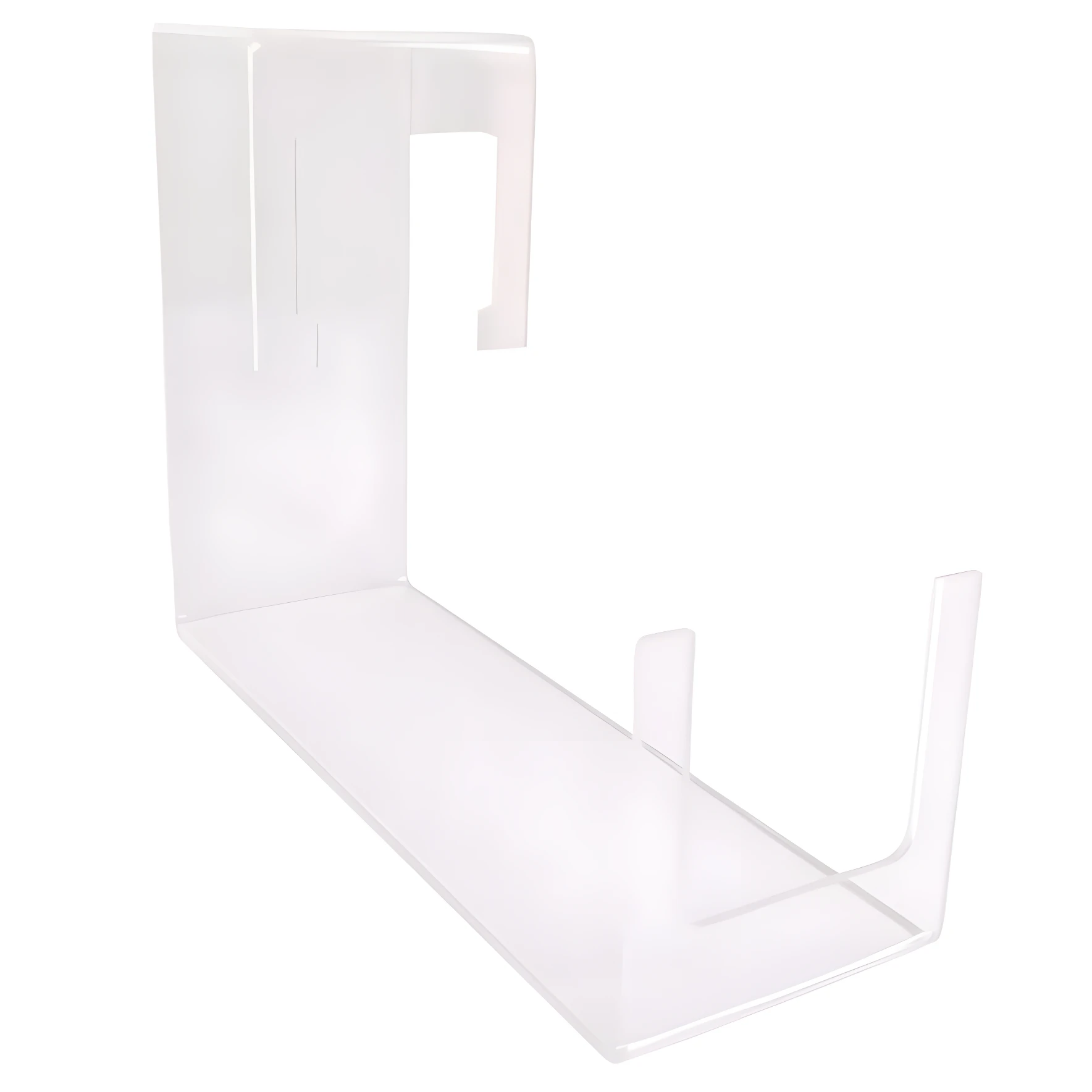 Soporte organizador de plancha acrílico transparente, con base y dos divisores para protección.
