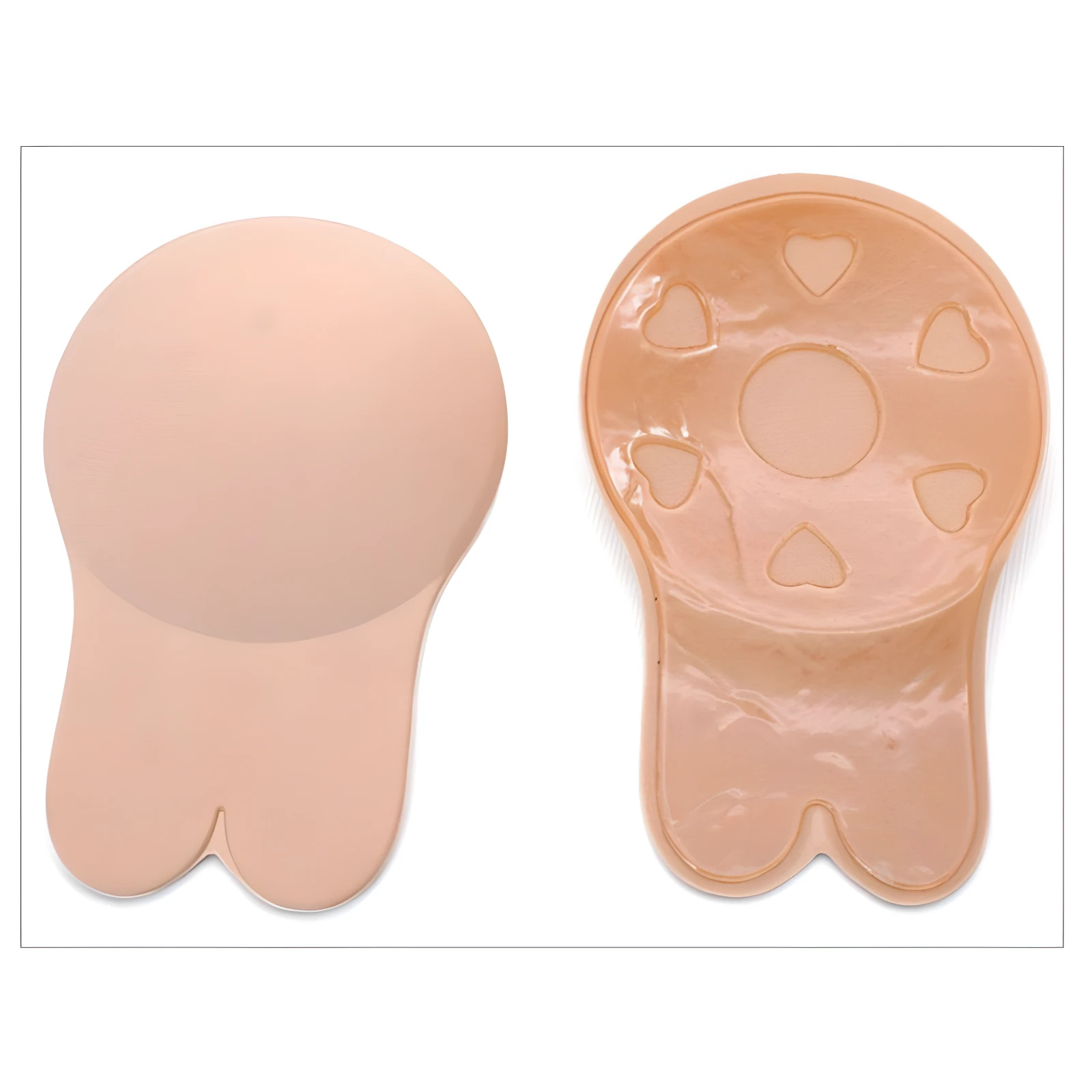 Set x2 sujetador adhesivo color piel, copas de silicona reutilizables, forma de orejas de conejo.