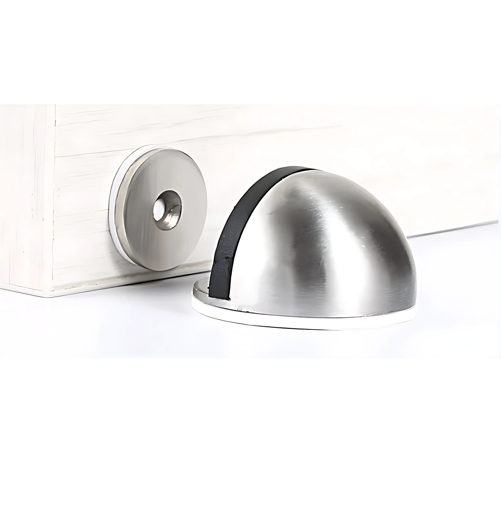 Set x2 topes de puerta magnéticos metálicos para pared. Protege contra golpes.